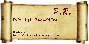 Pályi Radvány névjegykártya